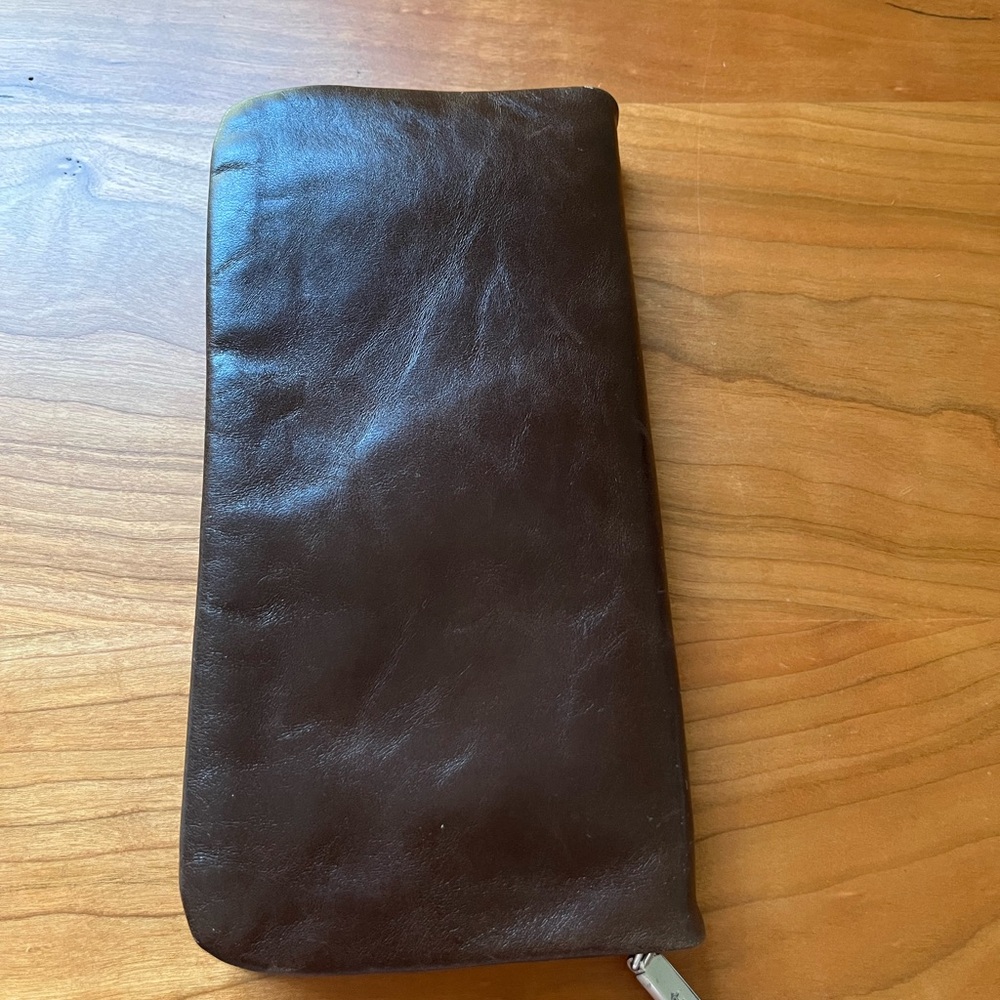 HOBO Zip Clutch or Wallet in chocolate brown